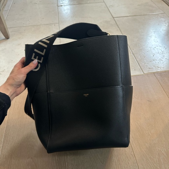 Celine Handbags - Celine Black Leather Bag